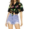 LA LEELA Hawaiian Shirts Womens Summer Beach Party Blouse Shirt Colorful Blouses Short Sleeve Vacation Dress Shirts Tank Top for Women - 3 of 4