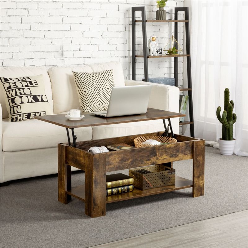 Yaheetech Modern Lift Top Vintage Coffee Table Accent Table w/Hidden Compartment & Storage For Home, Living Room, Reception Room, Office, 4 of 13