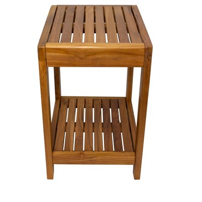 Nordic Teak 18" Natural Shower and Bath Spa Bench with Shelf