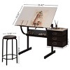 Drafting Table with Tiltable Top and Stool Steel Frame Storage Drawers for Artists or Designers -3irtyhousy - 4 of 4