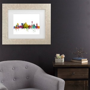 Trademark Fine Art Michael Tompsett San Antonio Texas Skyline Matted Framed Art - 1 of 4