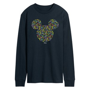 Men's - Disney - Mickey Head With Pattern Long Sleeve Graphic T-Shirt - 1 of 3