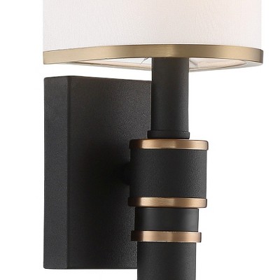 Sloane Vibrant Gold and Black Forged Silk Shade Wall Sconce