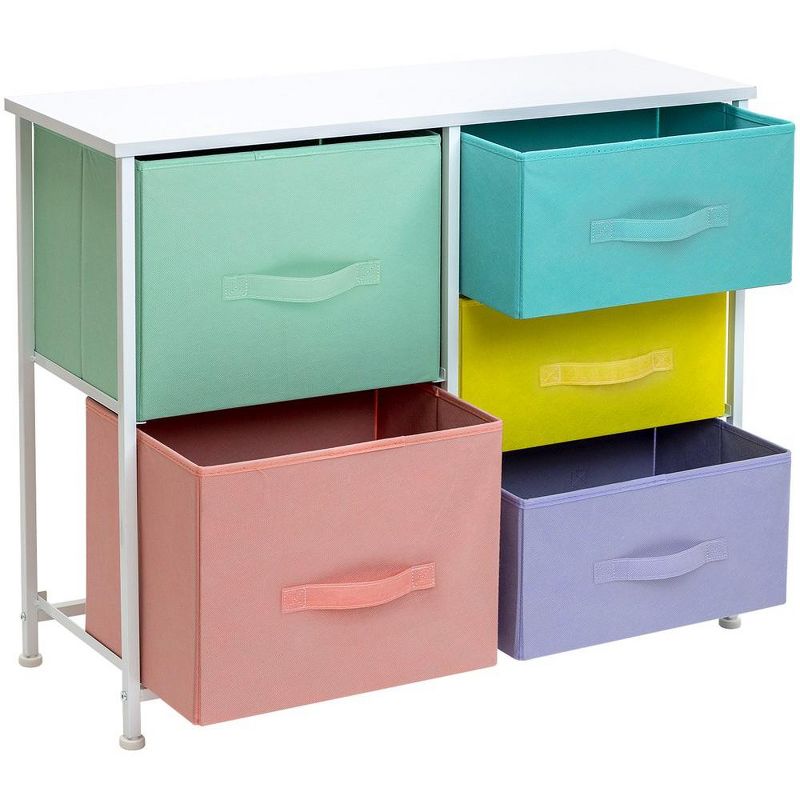 Sorbus  Dresser with 5 Drawers - Storage Chest Organizer with Steel Frame, Wood Top, Handles, Fabric Bins, 5 of 9