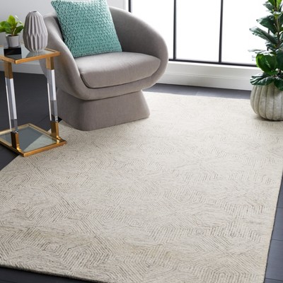 Handmade Grey and Ivory Wool Abstract 4' x 6' Area Rug