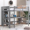 Full Size Loft Bed with Multifunction Shelves and Under-bed Desk, Gray - 2 of 4