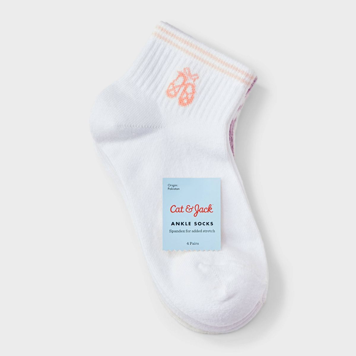 Girls' 4pk 'Ballet Club' Dance Ankle Socks - Cat & Jack™ Assorted Colors - thumbnail 2