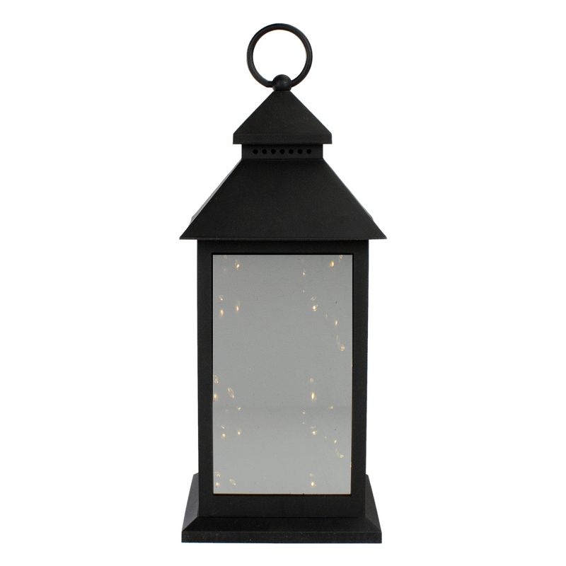 Northlight 12" Black LED Lighted Battery Operated Lantern Warm White Flickering Light, 3 of 6