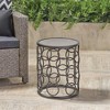 15.75in Outdoor Elegant Side Table, Patio Round Hollow End Table, Lightweight Metal Frame Stool, Lace Cut Accent Table Nightstand - 3 of 4