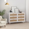 SEVOBAL Dressers 6 Drawer Rattan Storage Cabinet with Elegant Metal Handles for Stylish Bedroom and Living Room, White, 15.75"*51.18"*29.72" - 4 of 4