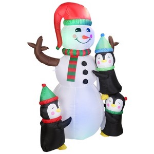 iMountek"5.9FT Inflatable Christmas Snowman & Penguin Yard Decoration with LED Lights & Air Blower"White - 1 of 4