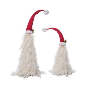 Transpac Plush Icy White Santa Figurines Set of 2 Decorative Objects for Christmas Tabletop Indoor Holiday Decor - 1 of 1