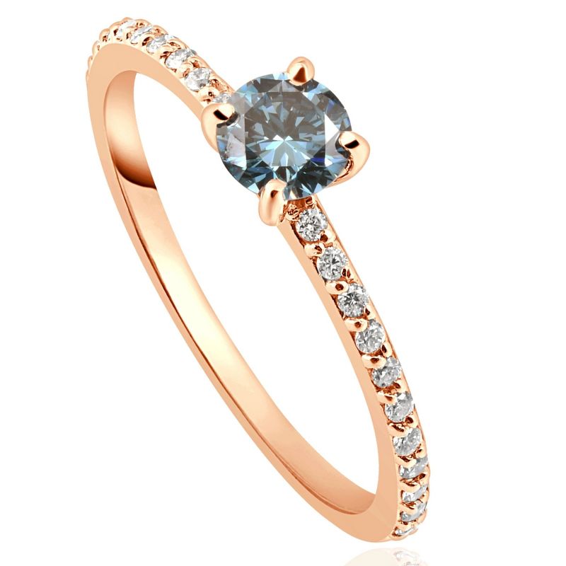 Pompeii3 .60Ct Blue & White Diamond Engagement Ring 14k Rose Gold, 3 of 5