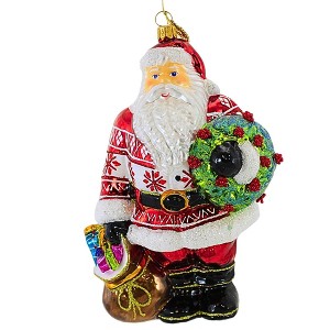 Huras Family 7.0 Inch Hygge Santa Christmas Hand-Painted Ornament Tree Ornaments - 1 of 3