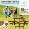 Kelly 6-Person Wooden Circular Patio Picnic Table Set with 3 Built-in Benches, Outdoor Furniture - The Pop Home - 4 of 4