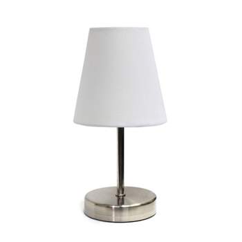 10.5" Petite Metal Stick Bedside Table Desk Lamp in Sand Nickel with Fabric Shade - Creekwood Home