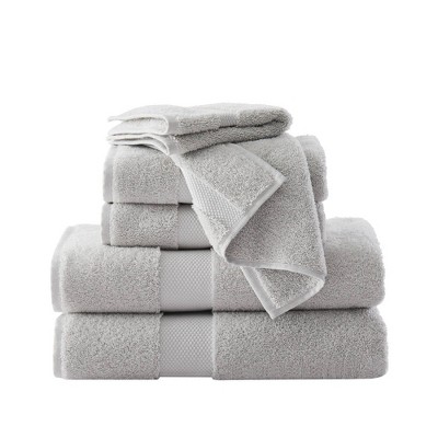 6pc Solid Turkish Cotton Bath Towel Set Gray - Brooklyn Loom