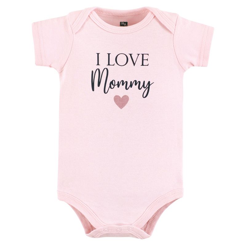 Hudson Baby Infant Girl Cotton Bodysuits, Girl Mommy Pink Navy 3Pk, 3 of 6