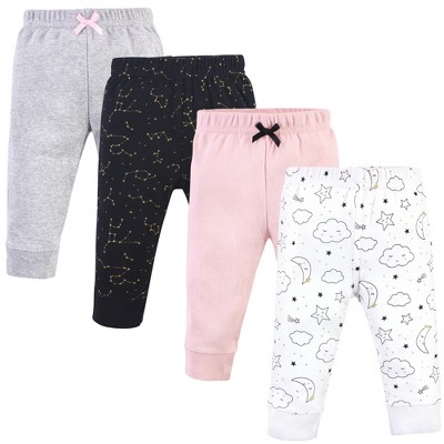 Hudson Baby Infant and Toddler Girl Cotton Pants 4pk, Dreamer, 3-6 Months