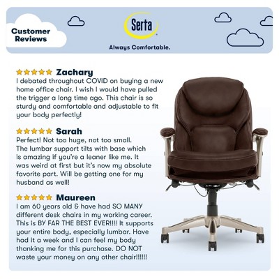 Chestnut Brown Bonded Leather Ergonomic Executive Chair with Adjustable Arms