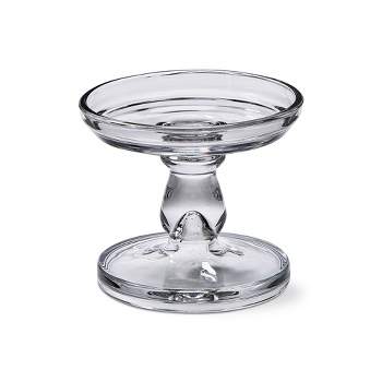tagltd Lana Clear Glass Reversible Taper and Pillar Candle Holder Small, 5.0L x 5.0W x 5.9H inches