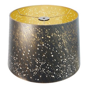 Bronze Gold Starlight Pattern Drum Lampshade – 10×12×8 Inch - 1 of 4