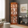 Wooakway Oak Finish Corner Curio Cabinet with 5 Shelves and Display Lighting - 2 of 4