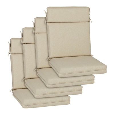 Aoodor Outdoor High Back Dining Chair Cushion Set, Water Proof & Stain Resistant Polyester Fabric Cover with Ties and Zipper, Set of 4