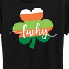 Women's - Instant Message - Lucky Striped Shamrock Short Sleeve Graphic T-Shirt - 2 of 4