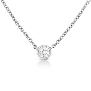 Haus of Brilliance 10K Gold 0.10 Cttw Diamond Classic Bezel-Set Solitaire Pendant Necklace - 1 of 4