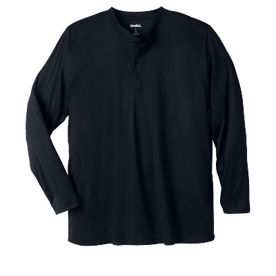 Kingsize Men's Big & Tall Moisture Wicking Henley L, Black Target