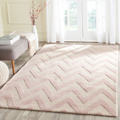 Light Pink and Ivory Hand-Tufted Wool Area Rug 3' x 5'