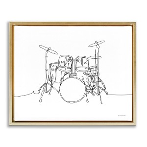 Stupell Industries Drum Kit Musician Line Doodle Floating Frame Canvas Art - 1 of 4
