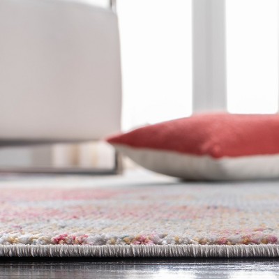 BloomSphere 65" Round Blue Floral Synthetic Area Rug