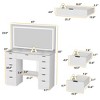 FUFU&GAGA White Vanity Table with Large Mirror Glass-Top Adjustable Light Modes - 3 of 4