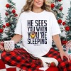 S.W.Smiley He Sees You When You're Sleeping - Women's Garment Dyed Graphic T-Shirt - 2 of 4