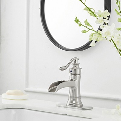 Brushed Nickel Single-Handle Waterfall Bathroom Faucet