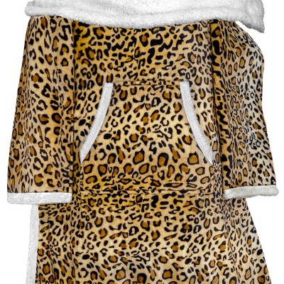 PAVILIA Wearable Blanket with Sleeves and Foot Pockets, Fleece Warm Snuggle Pocket Sleeved Throw for Women Men Adults, Cheetah/Faux Shearling