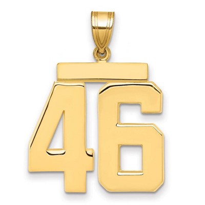 Black Bow Jewelry 14k Yellow Gold, Athletic Collection, Large Polished Number 46 Pendant