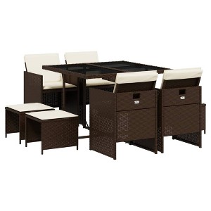 vidaXL Garden Dining Set Brown, Cream White - 1 of 4