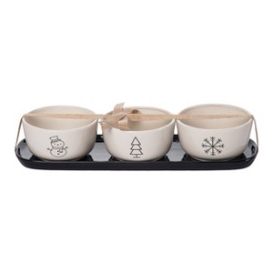 Transpac Dolomite Holiday Icon Dip Bowls Set of 4 Ceramic Serving Trays for Christmas Indoor Use Dishwasher Safe - 1 of 1
