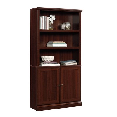 White Adjustable 5-Shelf Bookcase with Doors