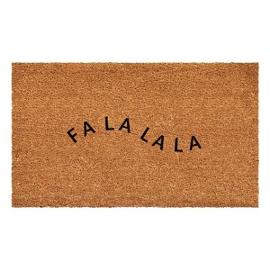 HomeRoots 17" X 29" Brown And Black Christmas Outdoor Coir Door Mat - 1 of 4