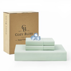 Cozy Bliss Cooling Deep Pocket Fitted Sheet, Breathable Sheet Set with 2 Pillowcases - 1 of 4