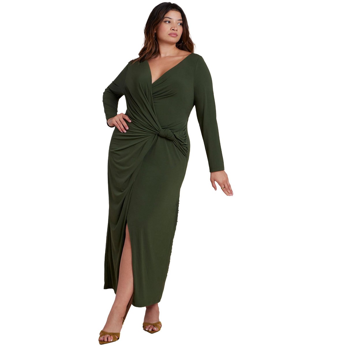 chinese dress ladies Amazon.com: ELOQUII Women's Plus Size Eyelet Tie Front Maxi Dress