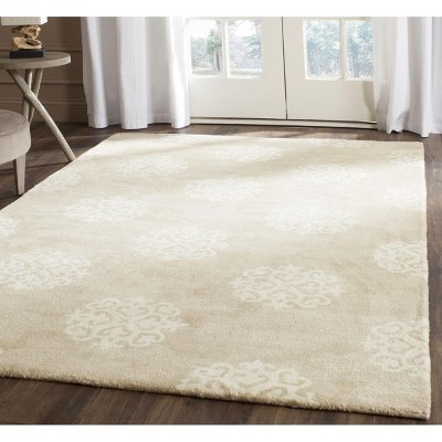 Beige and Ivory Tufted Wool and Viscose Area Rug, 9' x 12'