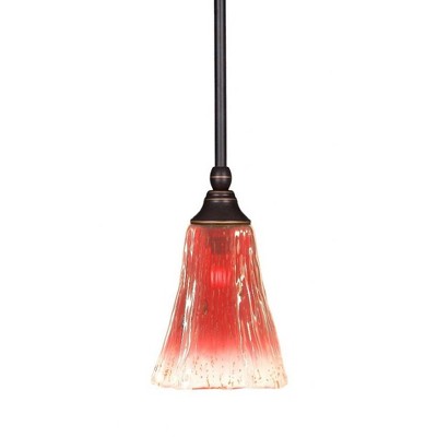 Toltec Lighting Any 1 - Light Pendant in  Dark Granite with 5.5" Fluted Raspberry Crystal Shade