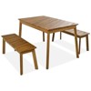 VisioGear 3 Pieces Table Bench Dining Set With 2 Benches, Picnic Beer Table for Patio, Porch, Garden, Poolside, Natural, 49.75"*29.5"*29.75" - 2 of 4