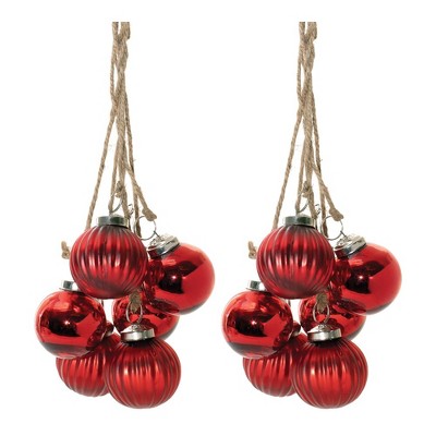 Red Glass Ball Cluster Drop Ornament (Set of 2)
