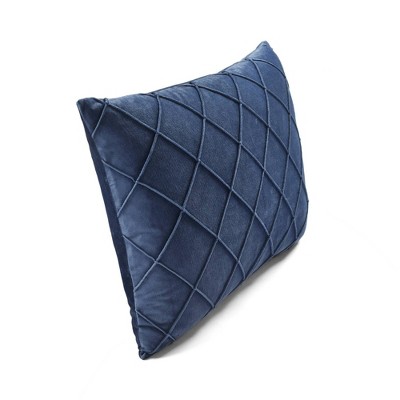 Navy Velvet Diamond Pintuck Euro Pillow Cover